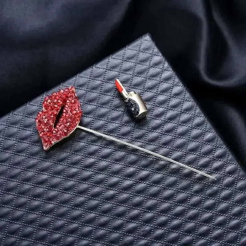 Shop Crystal Red Lipstick Brooches - Add a Touch of Glamour to Your Outfit