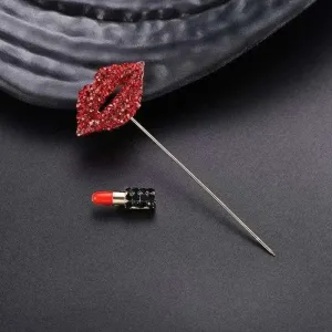 Shop Crystal Red Lipstick Brooches - Add a Touch of Glamour to Your Outfit