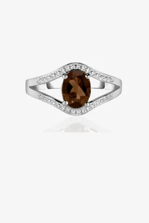 Smoky Quartz Oval Crystal Ring