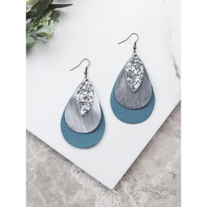 Southern Grace Triple Layer Teardrop Earrings - Slate