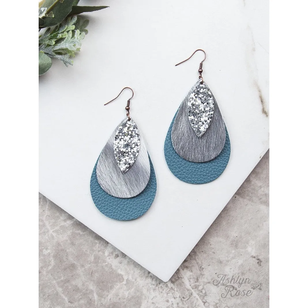Southern Grace Triple Layer Teardrop Earrings - Slate