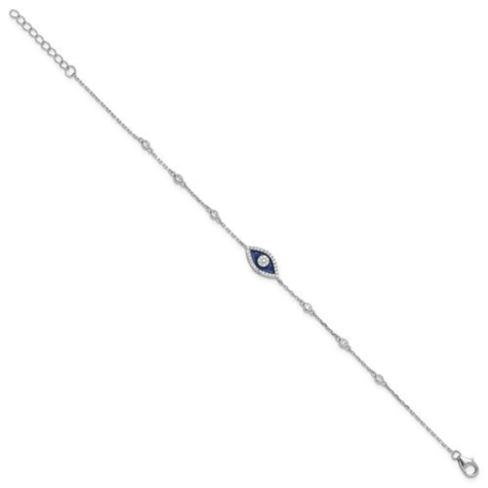 SS CZ Blue Enamel Eye Bracelet