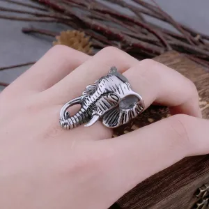 Stainless Steel Retro Elephant Viking Ring