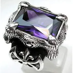 Sterling Silver Amethyst Dragon Claw Ring