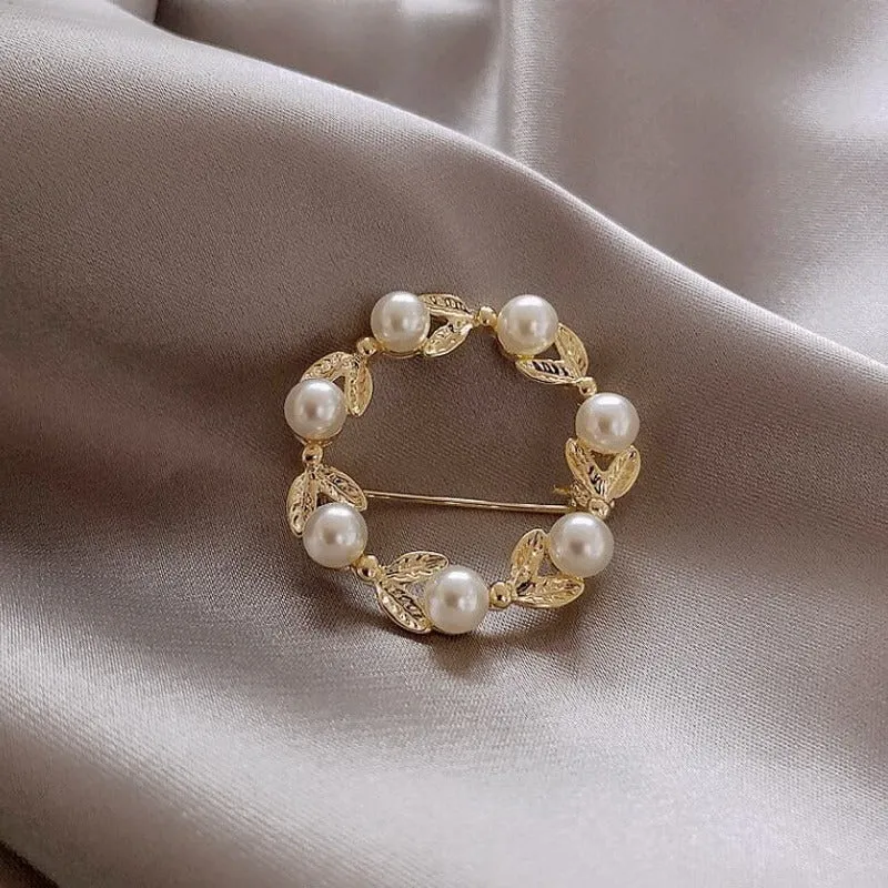 Stunning Rhinestone and Pearl Bejeweled Brooch Pins