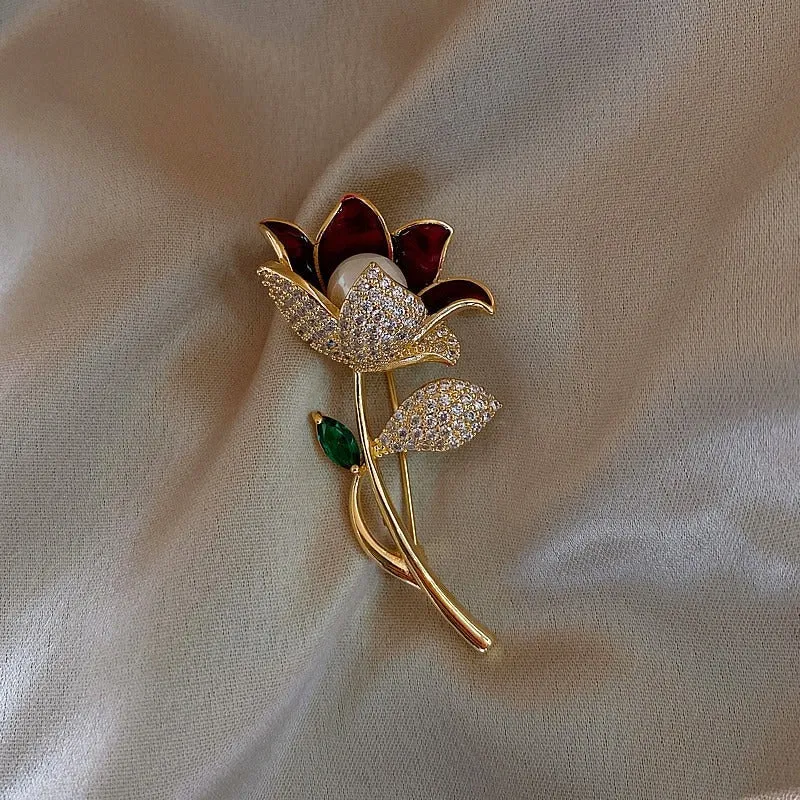 Stunning Rhinestone and Pearl Bejeweled Brooch Pins