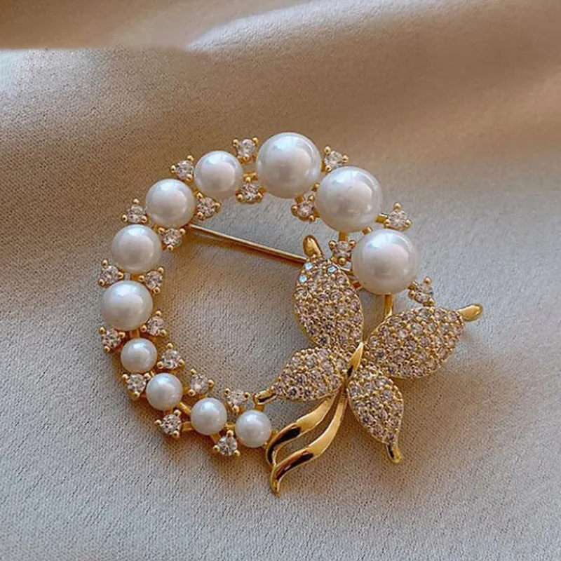 Stunning Rhinestone and Pearl Bejeweled Brooch Pins