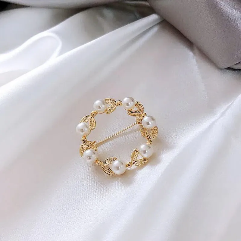 Stunning Rhinestone and Pearl Bejeweled Brooch Pins