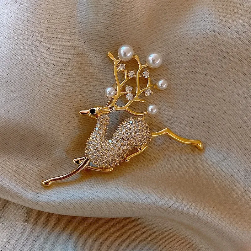 Stunning Rhinestone and Pearl Bejeweled Brooch Pins