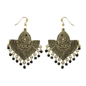 Stylish Gold Plated Beads Hook Dangler Hanging Tassel Earrings