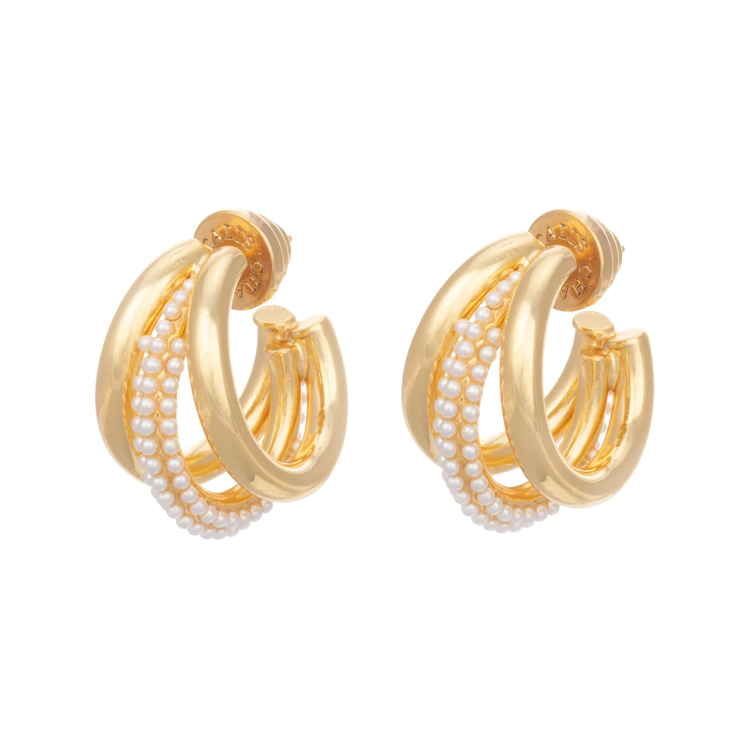 Talis Chains Claw Gold Earrings - Pearl