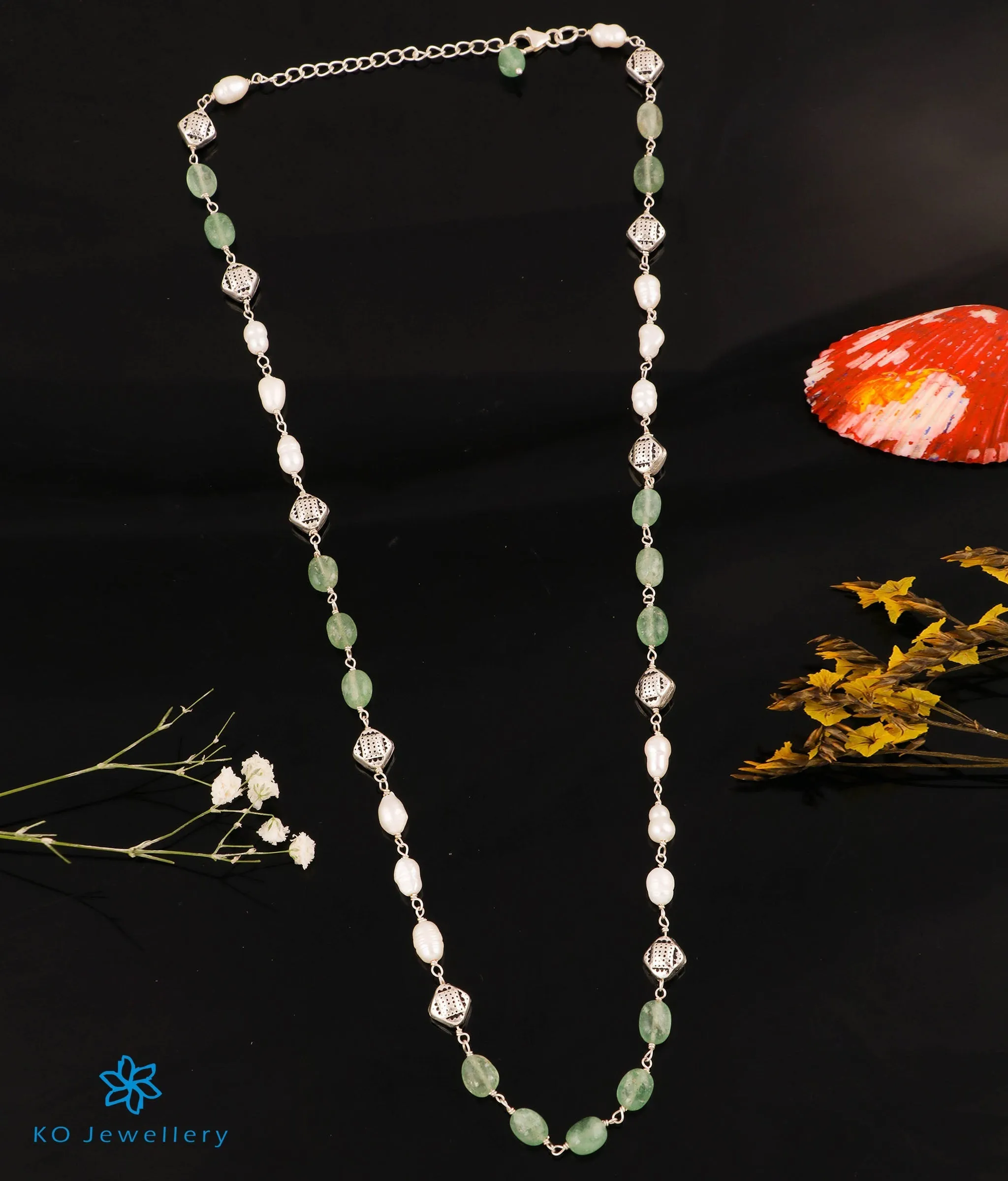 The Chaya Silver Onyx & Pearl Necklace