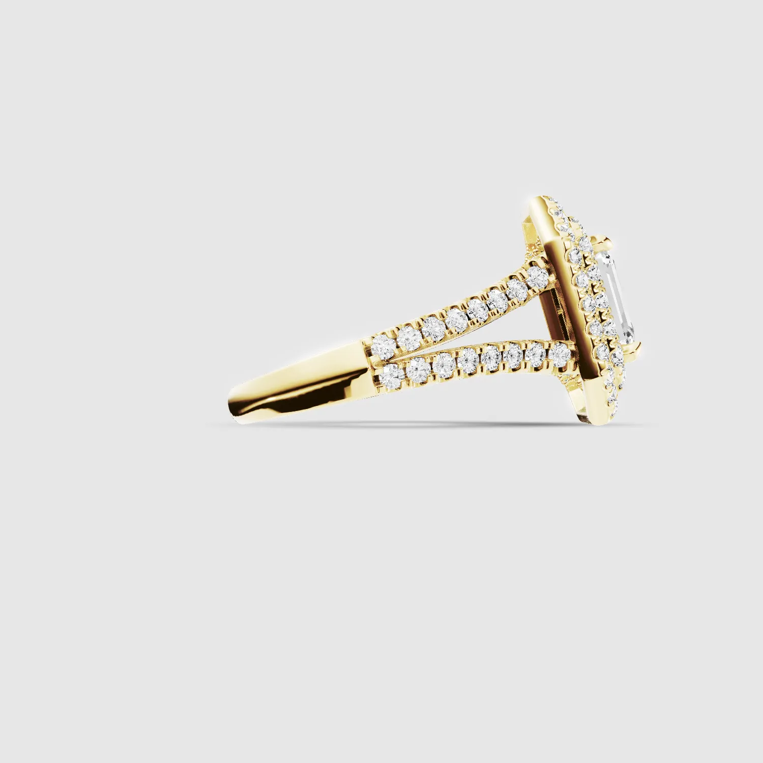 The Marchioness –Lab Grown Diamond Double Halo Solitaire Ring-Emerald Cut