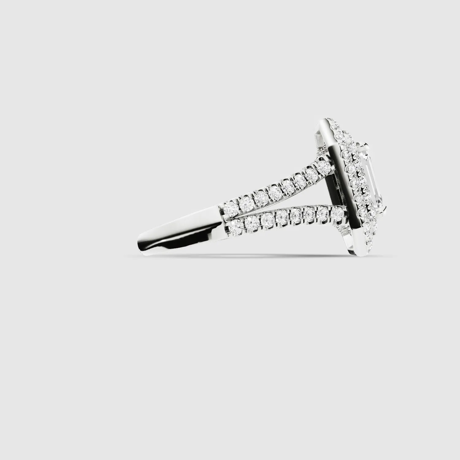 The Marchioness –Lab Grown Diamond Double Halo Solitaire Ring-Emerald Cut