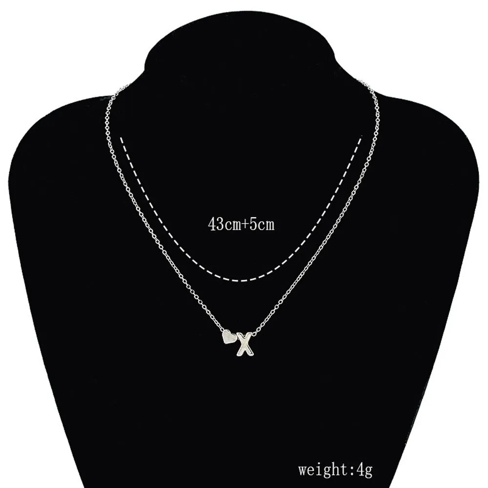 Tiny Dainty Heart Initial Necklace Personalized Letter