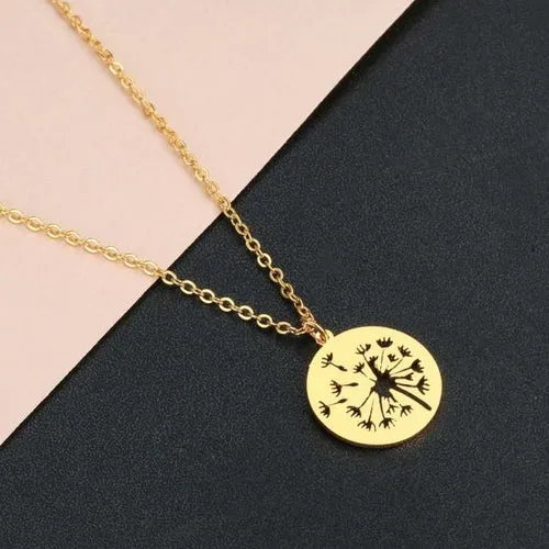 Todorova Novetly Plants Dandelion Wishing Necklace Geometric Round