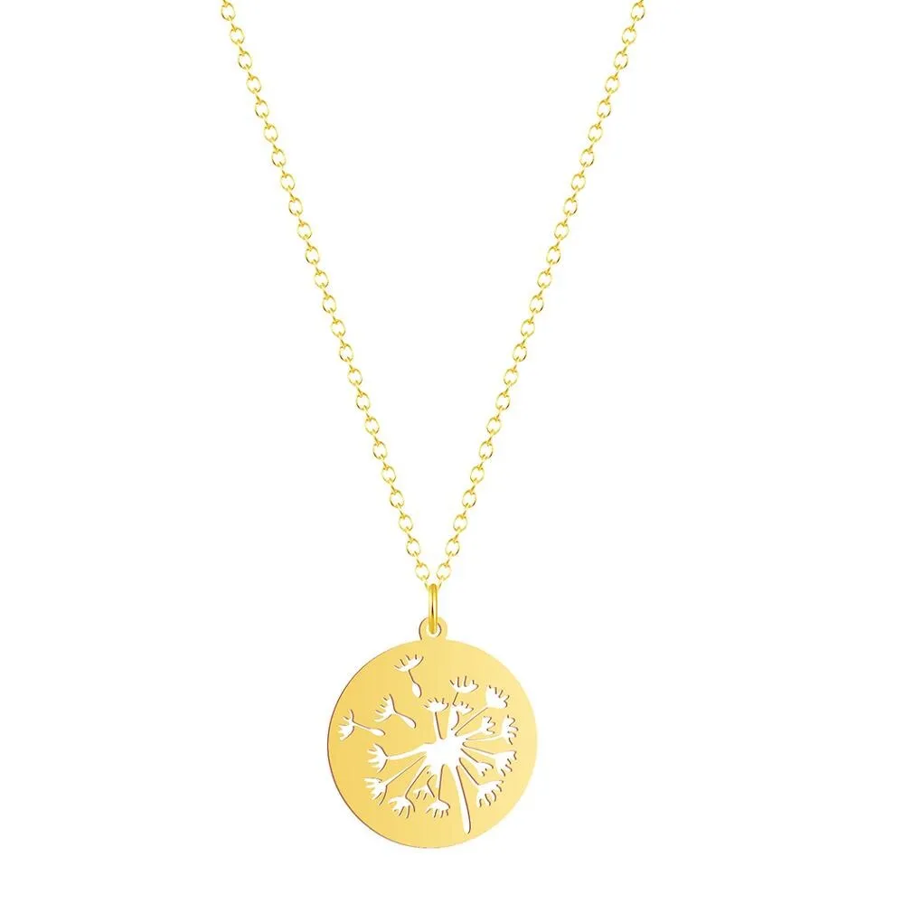 Todorova Novetly Plants Dandelion Wishing Necklace Geometric Round
