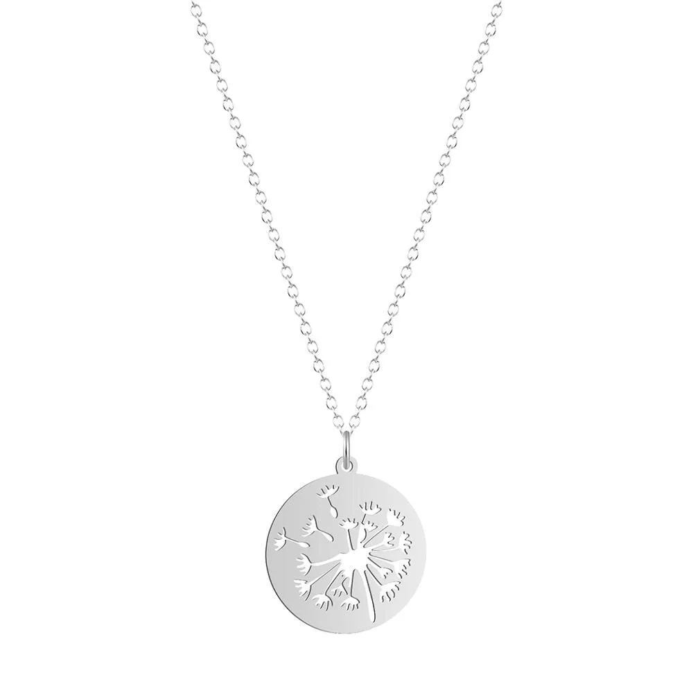 Todorova Novetly Plants Dandelion Wishing Necklace Geometric Round