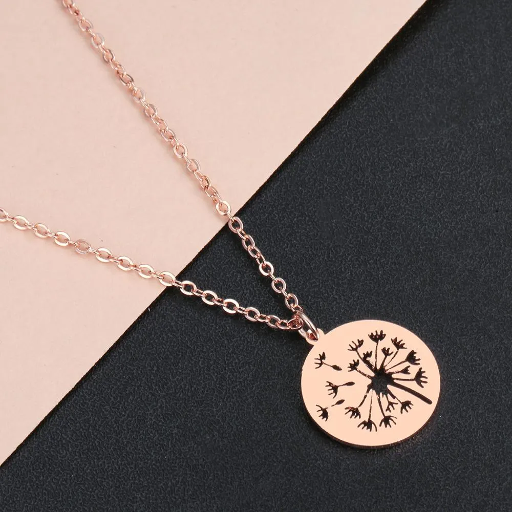 Todorova Novetly Plants Dandelion Wishing Necklace Geometric Round