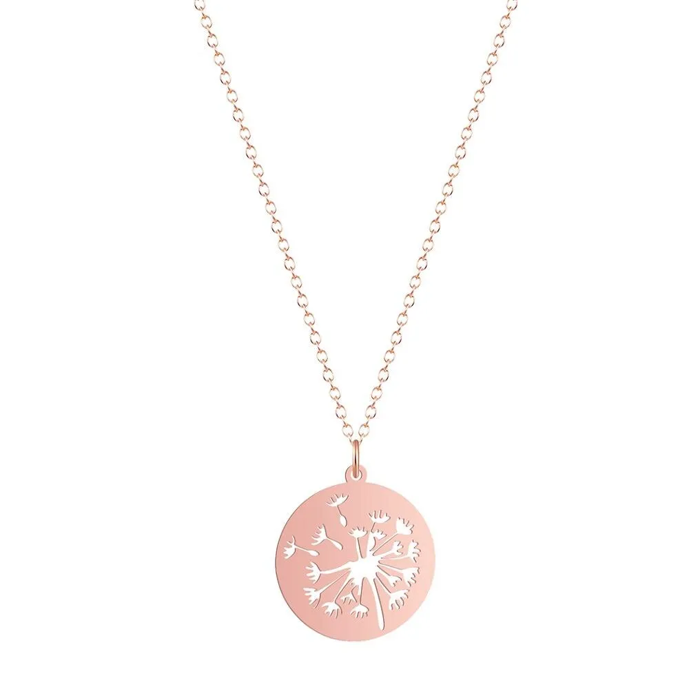 Todorova Novetly Plants Dandelion Wishing Necklace Geometric Round