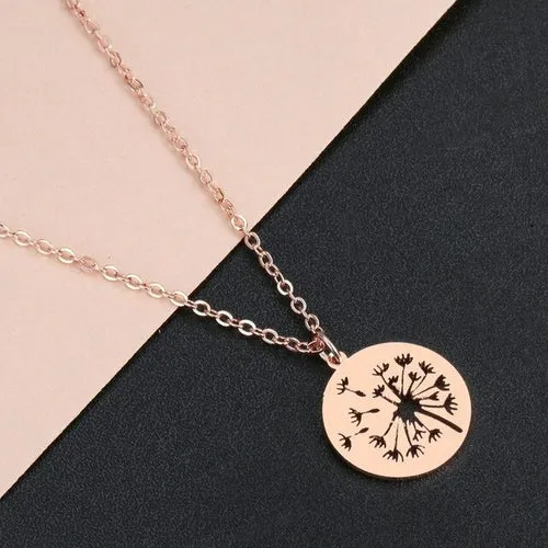 Todorova Novetly Plants Dandelion Wishing Necklace Geometric Round