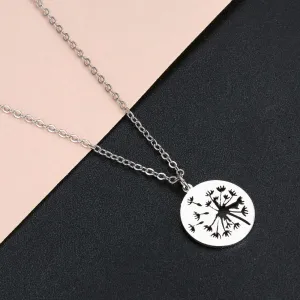 Todorova Novetly Plants Dandelion Wishing Necklace Geometric Round