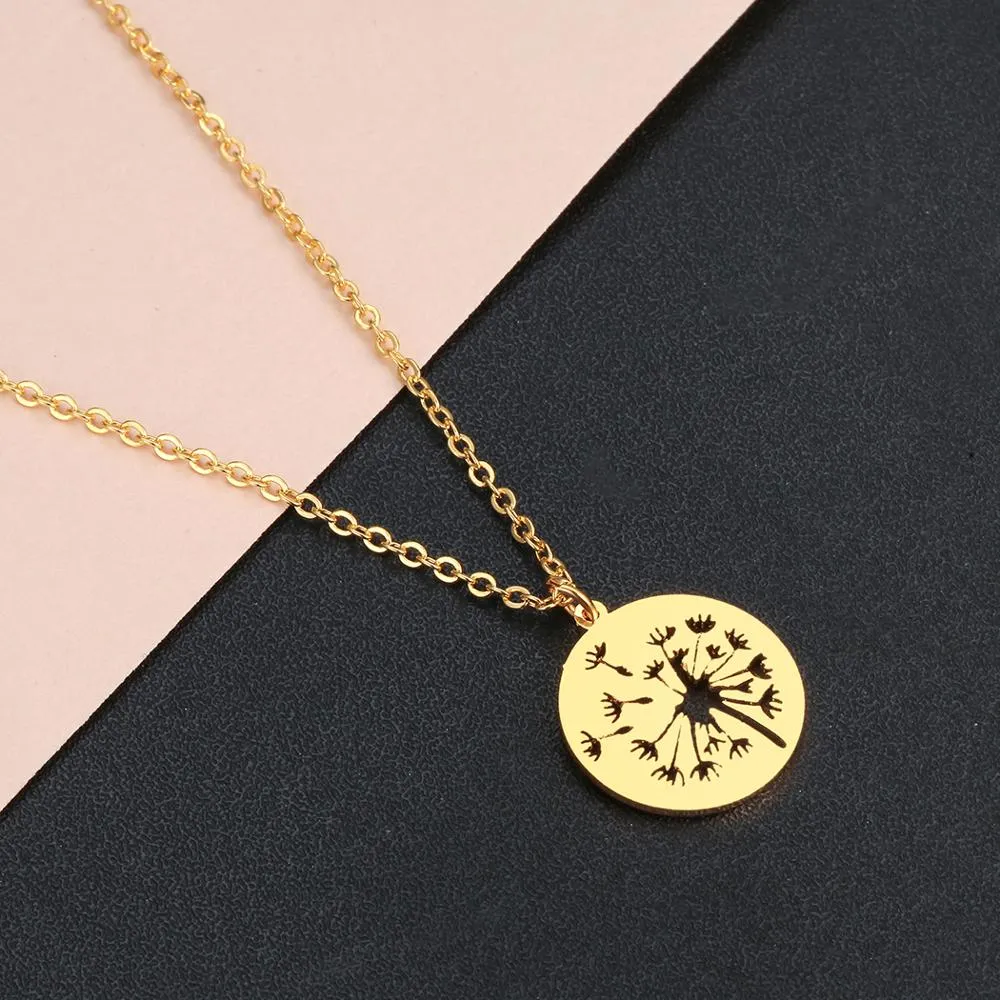 Todorova Novetly Plants Dandelion Wishing Necklace Geometric Round