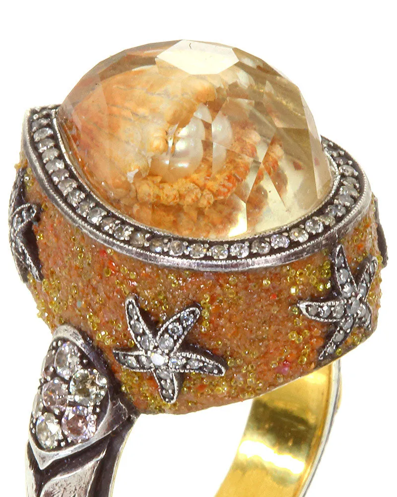 Topaz Dome Ring with Starfish Motif