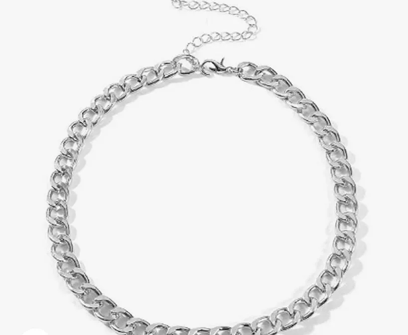 Trendy Chain Choker Necklace (Silver)