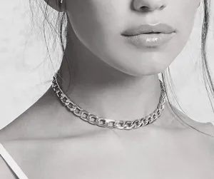 Trendy Chain Choker Necklace (Silver)