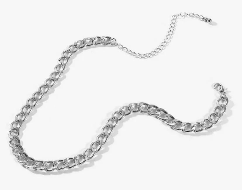 Trendy Chain Choker Necklace (Silver)