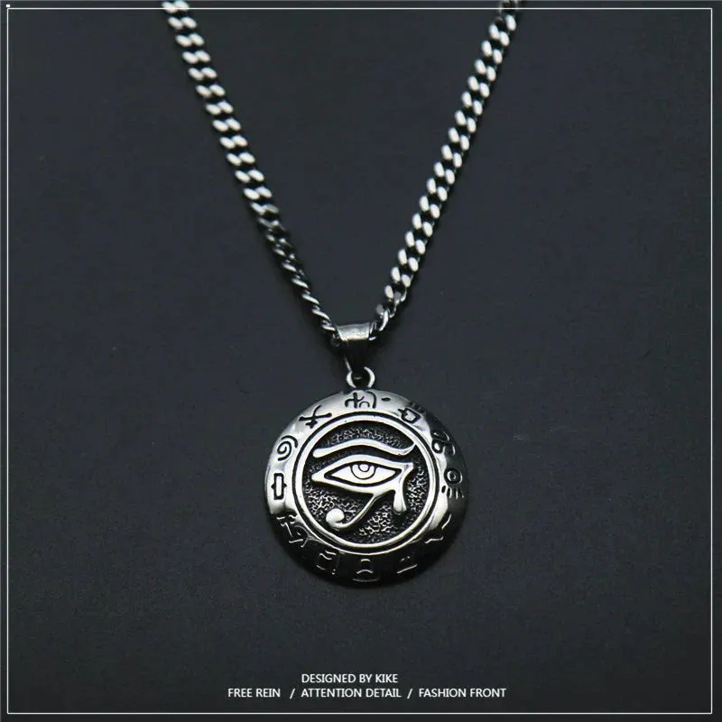 Trendy Eye of Horus Eagle Pendant Necklace in Durable Titanium Steel