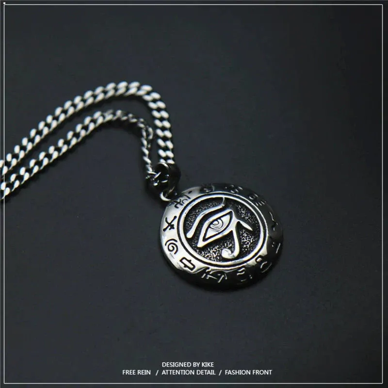 Trendy Eye of Horus Eagle Pendant Necklace in Durable Titanium Steel