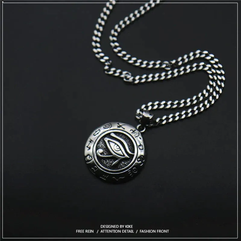 Trendy Eye of Horus Eagle Pendant Necklace in Durable Titanium Steel