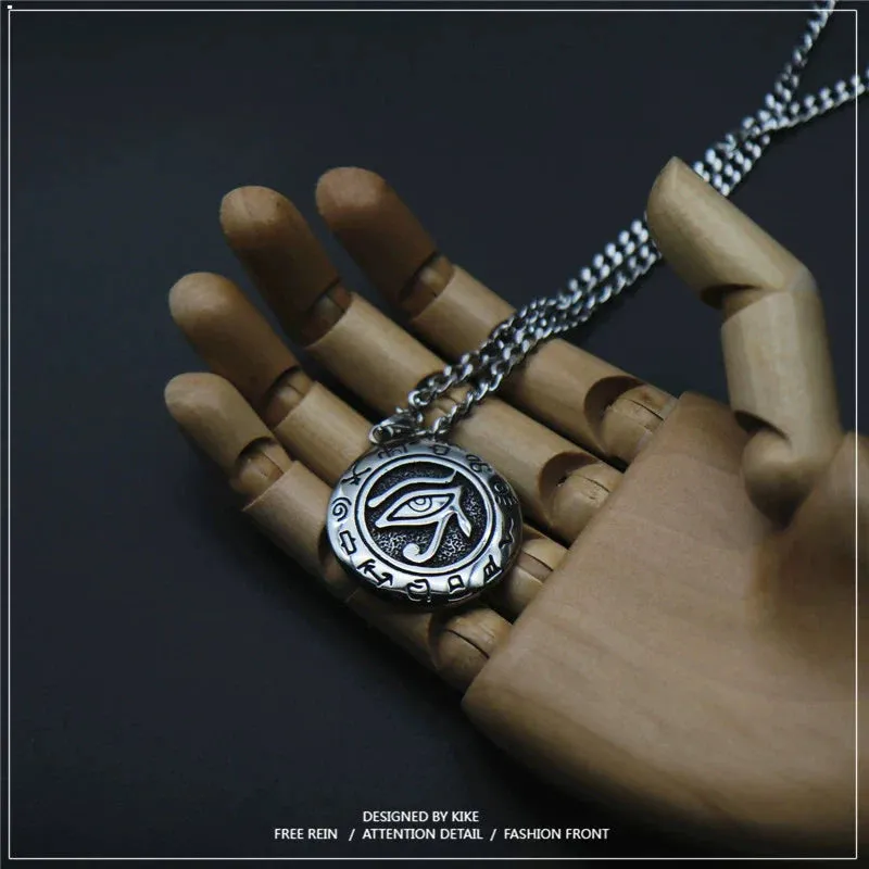 Trendy Eye of Horus Eagle Pendant Necklace in Durable Titanium Steel