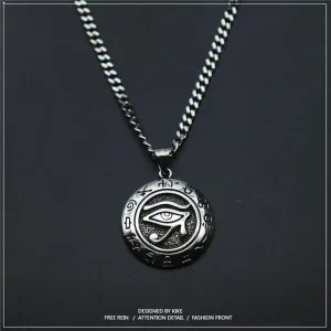 Trendy Eye of Horus Eagle Pendant Necklace in Durable Titanium Steel