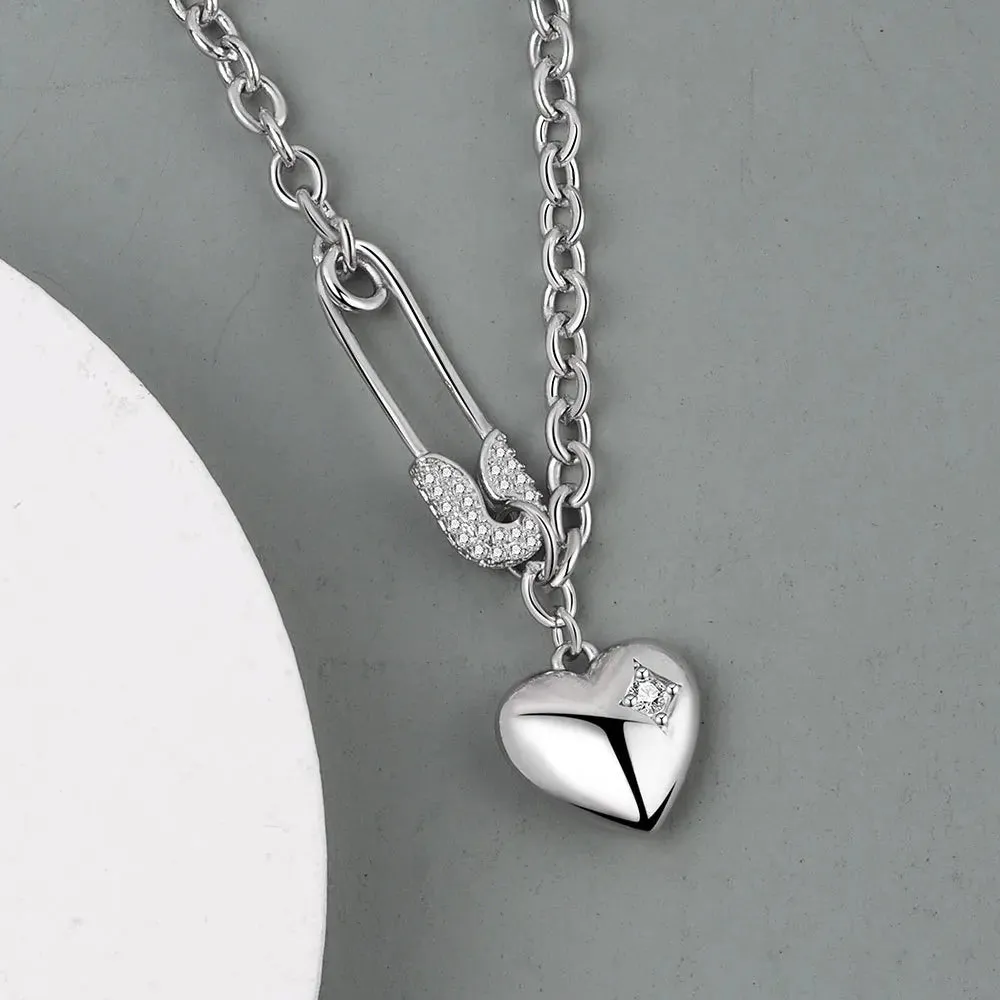 Trendy Paper Clip Heart Shape Chain Necklace