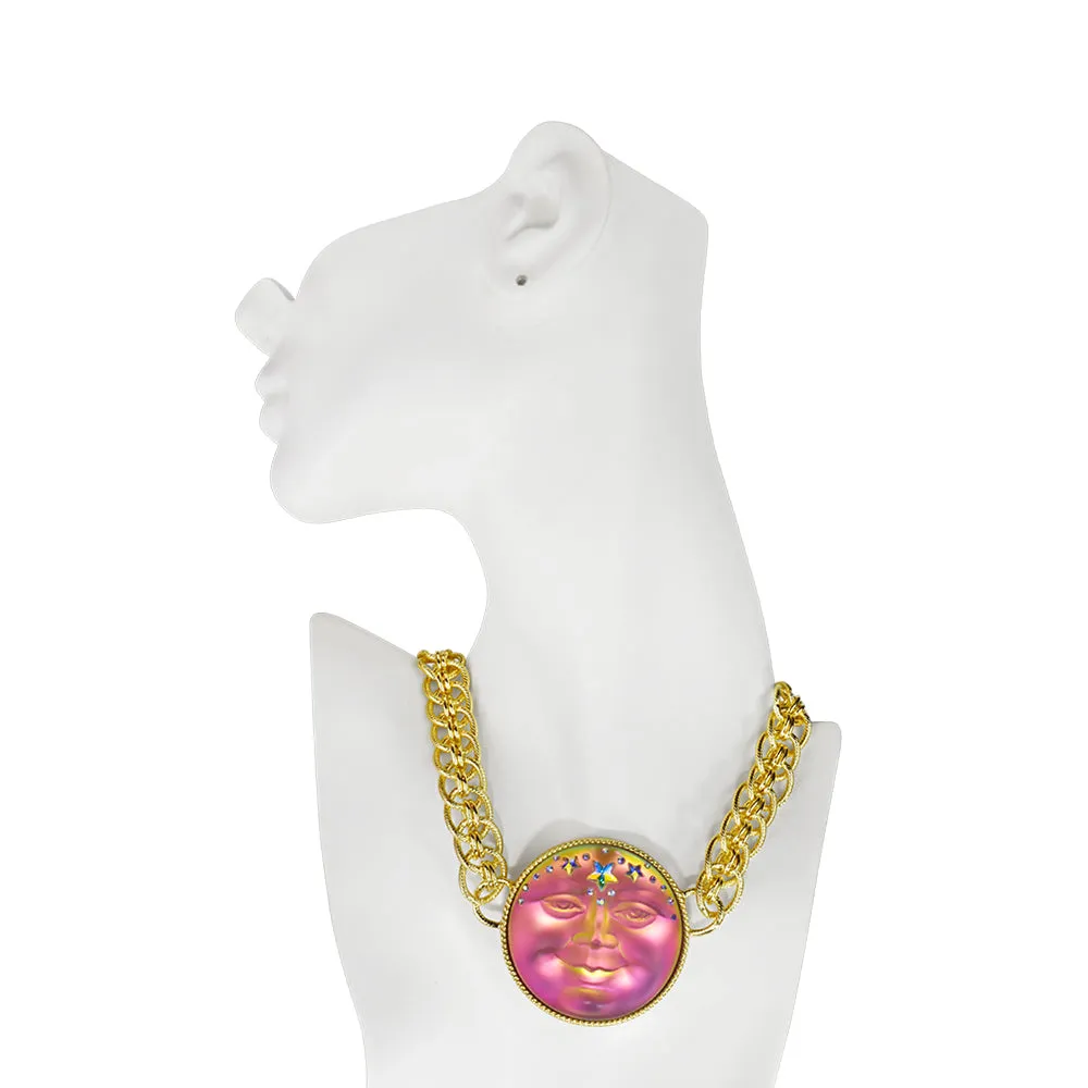 Venus Mystic Seaview Moon 50mm Status Chain Necklace (Goldtone/Mystic Iridis)