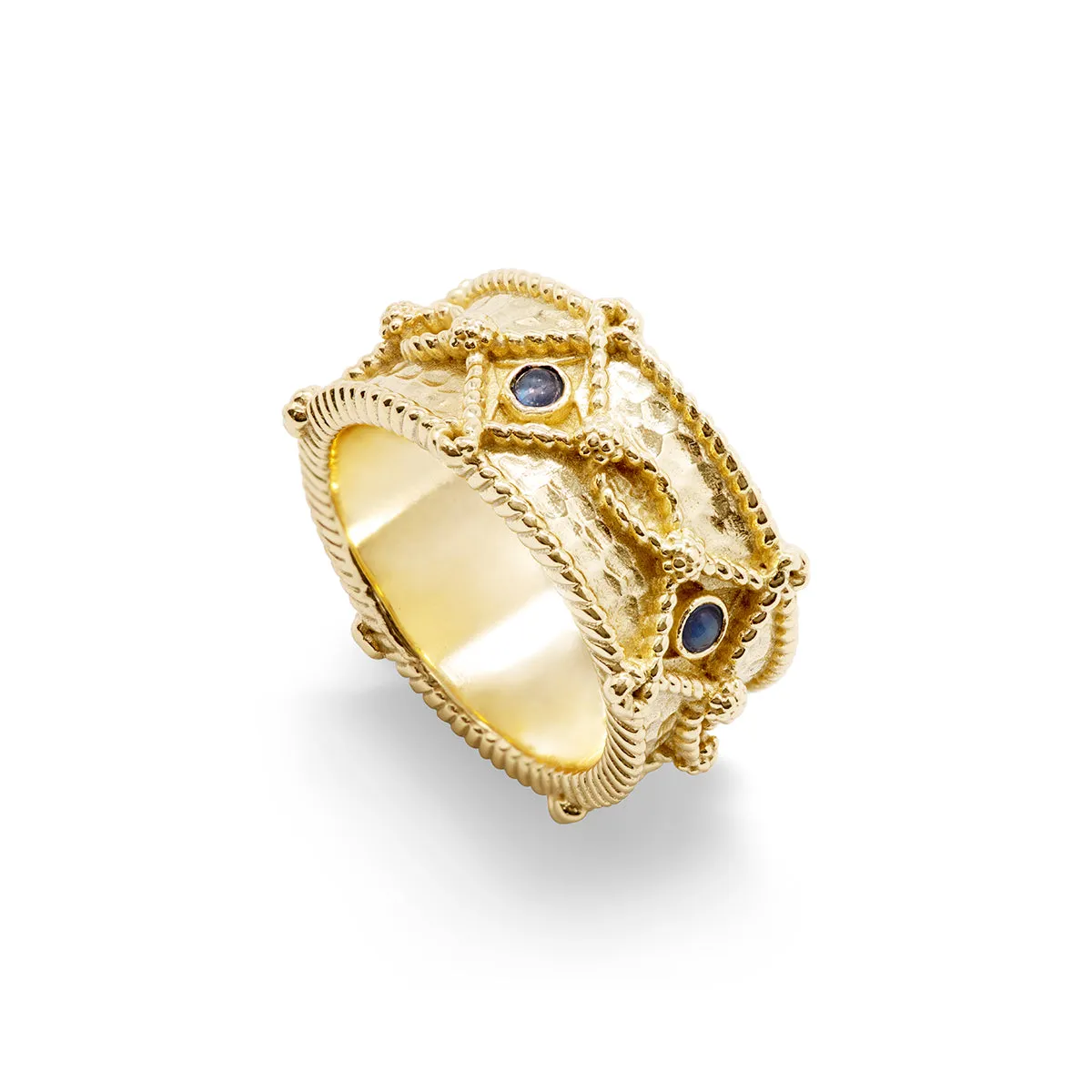 Victoria Ring Band - Gold/Blue Labradorite - Size 8