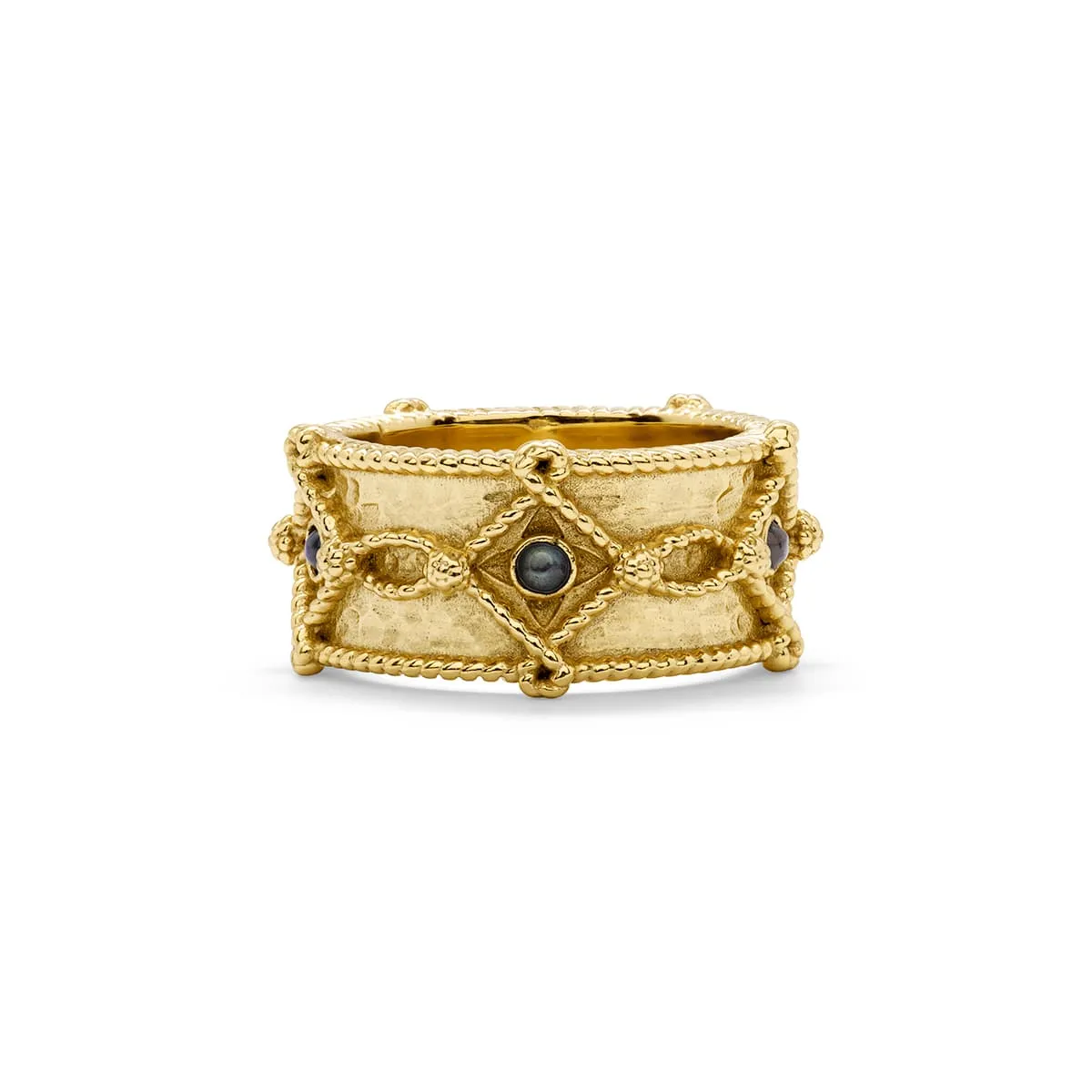 Victoria Ring Band - Gold/Blue Labradorite - Size 8