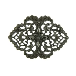 Victorian Downton Abbey Vintage Inspired Filigree Pin with Hematite Stones-17524