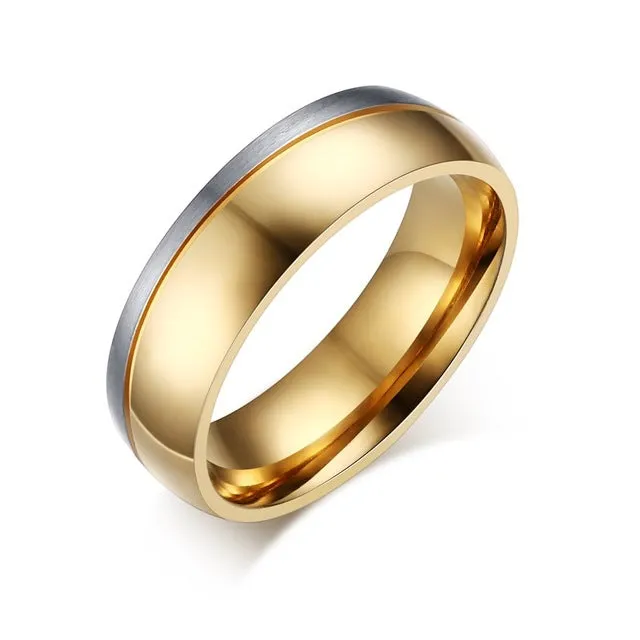 Vnox Wedding Ring for Women / Men Gold Color Love Engagement Couple Stainless Steel US size