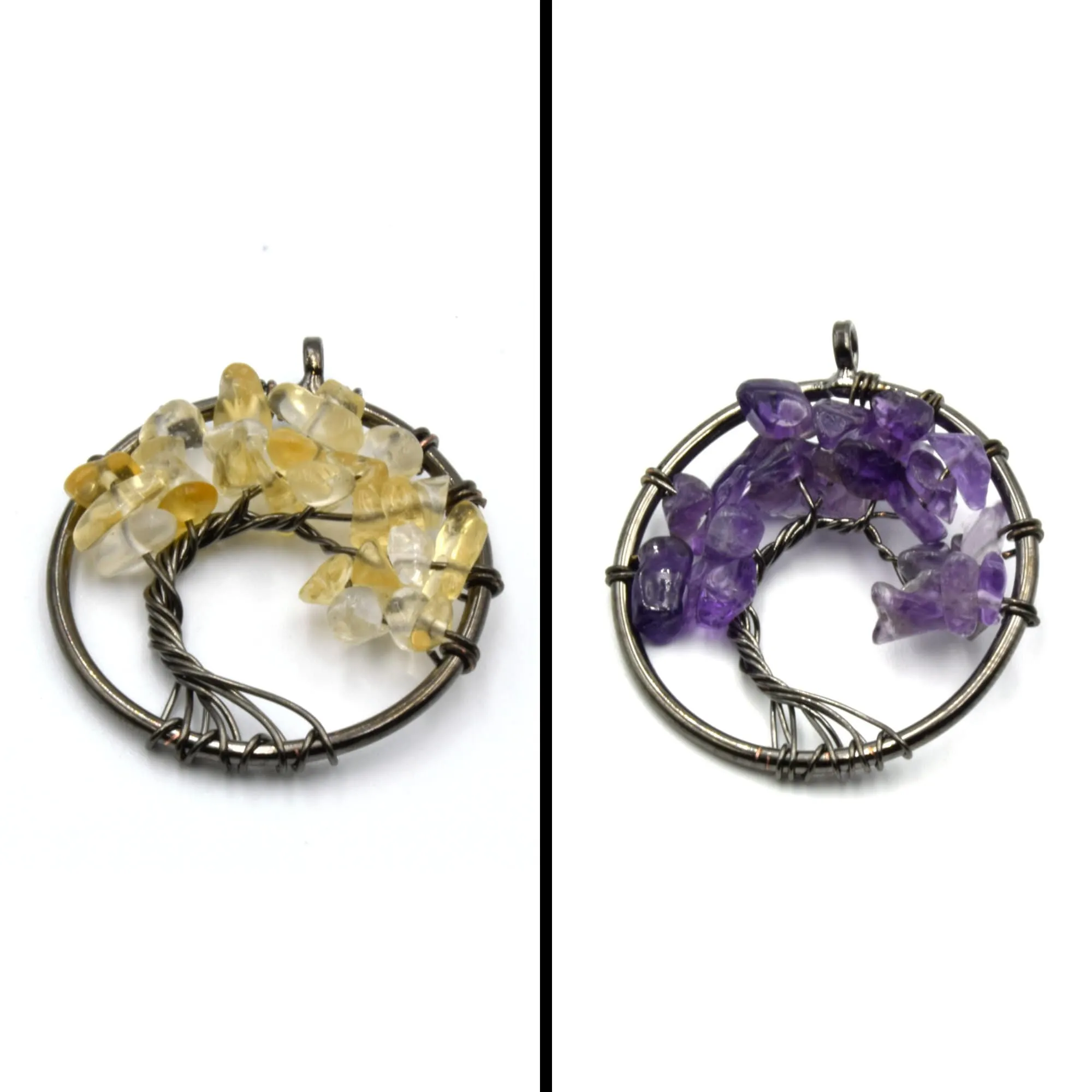 Wire Wrapped Tree of Life Focal Pendant - 29mm - Gunmetal Wire Wrapping