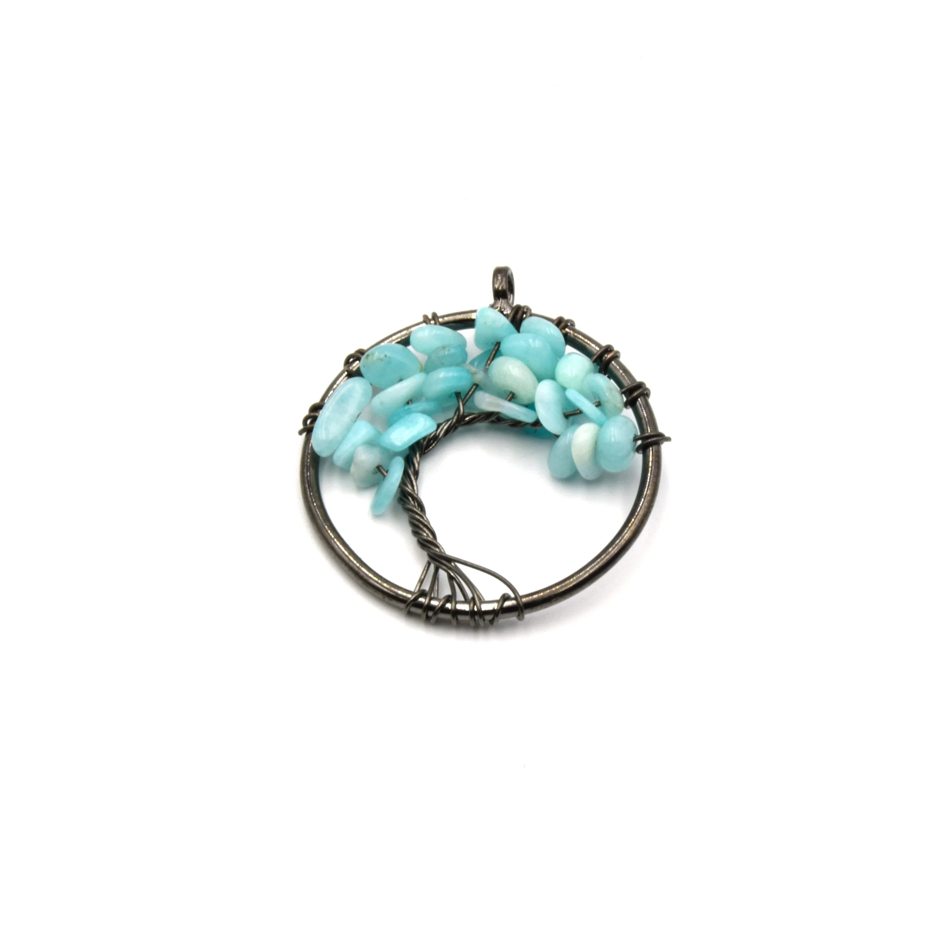 Wire Wrapped Tree of Life Focal Pendant - 29mm - Gunmetal Wire Wrapping
