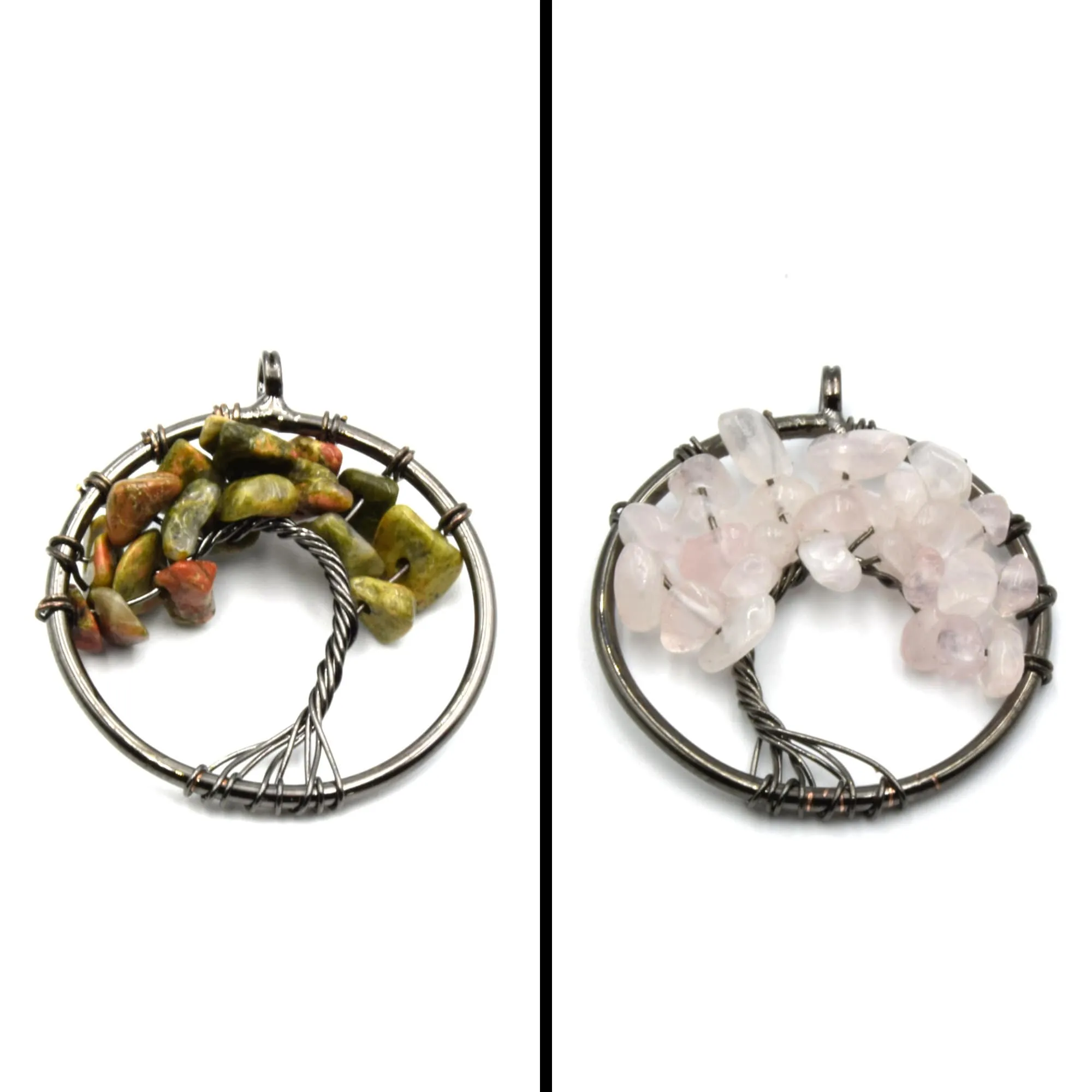 Wire Wrapped Tree of Life Focal Pendant - 29mm - Gunmetal Wire Wrapping