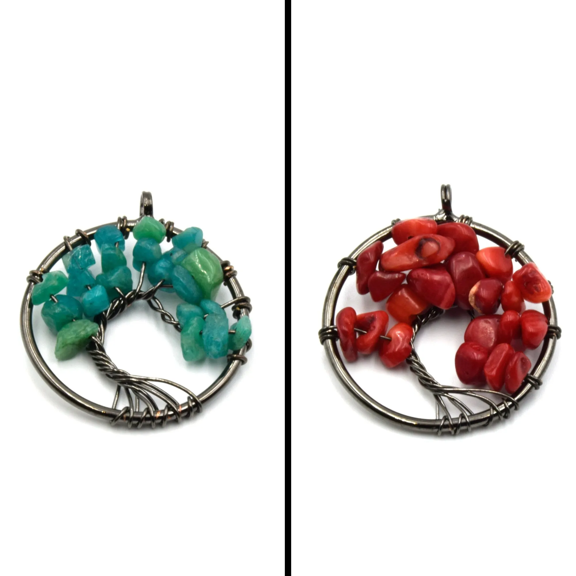 Wire Wrapped Tree of Life Focal Pendant - 29mm - Gunmetal Wire Wrapping