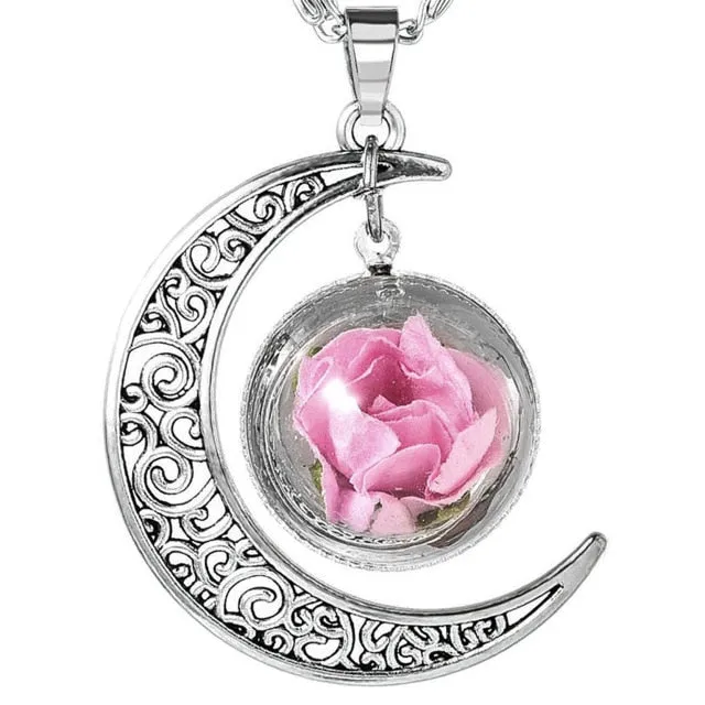 Women Jewelry Collares Flowers Glass Necklace&Pendant Vintage Long Chain Choker Necklace