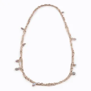 Woven Silver Chains Necklace with Labradorite