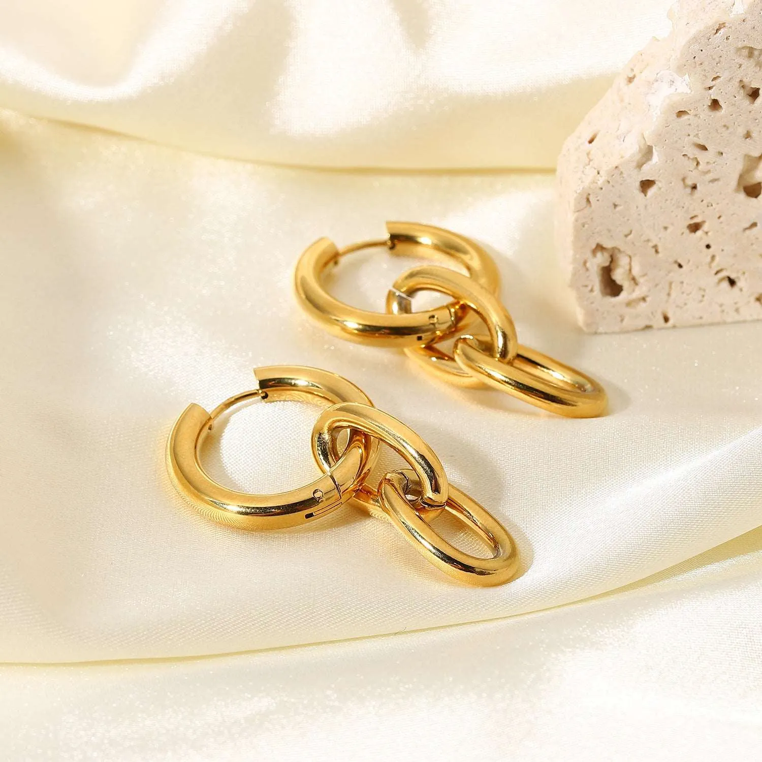 Yasmin Dangle Huggie Earrings