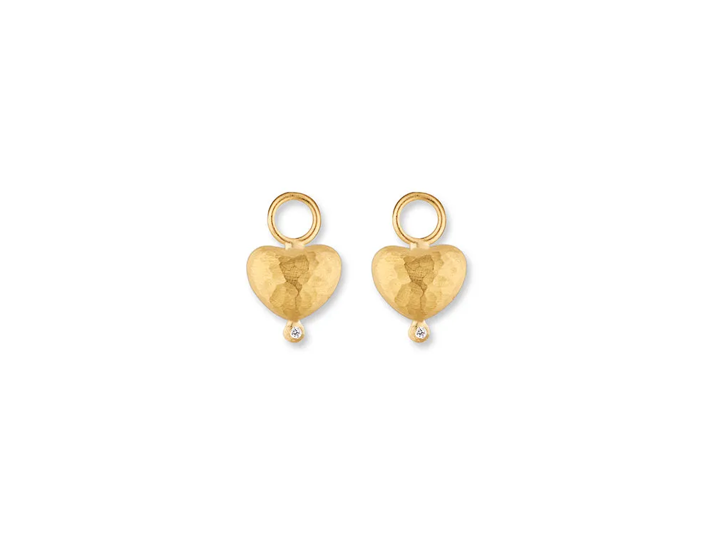 Yellow Gold Heart Shaped Earring Charms